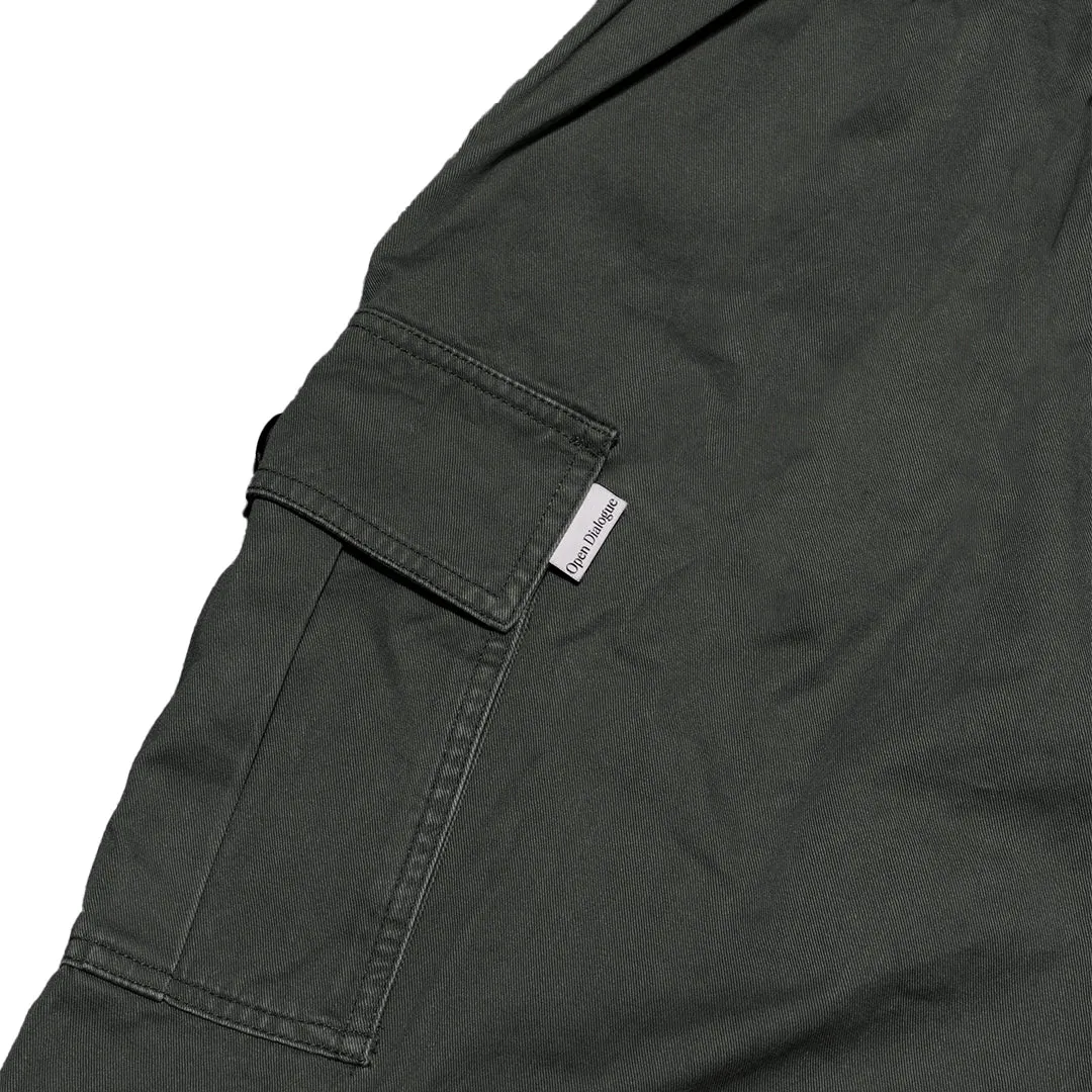 OPEN DIALOGUE KNEE PLEATED CARGO PANTS-GREY