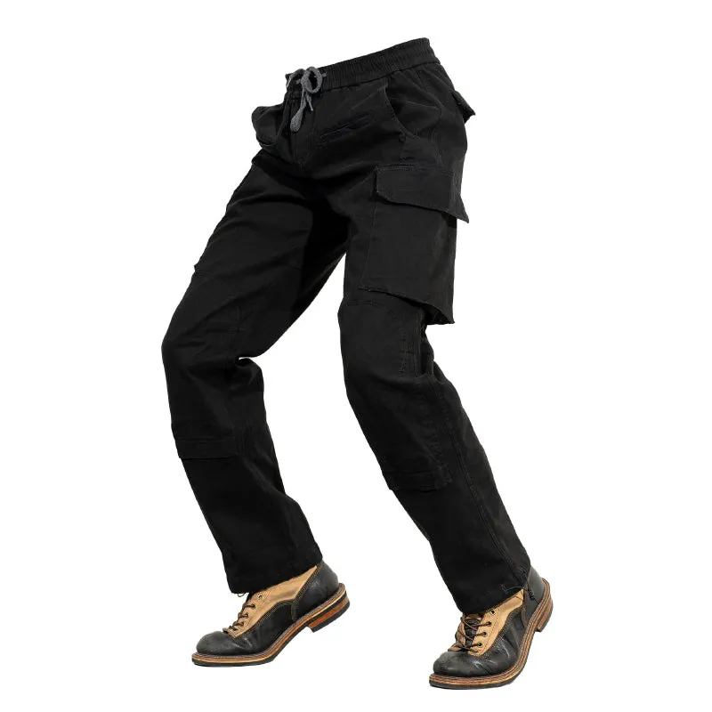 Outdoor Straight Overalls Solid Color Simple Knee Stitching Plus Velvet Sweatpants