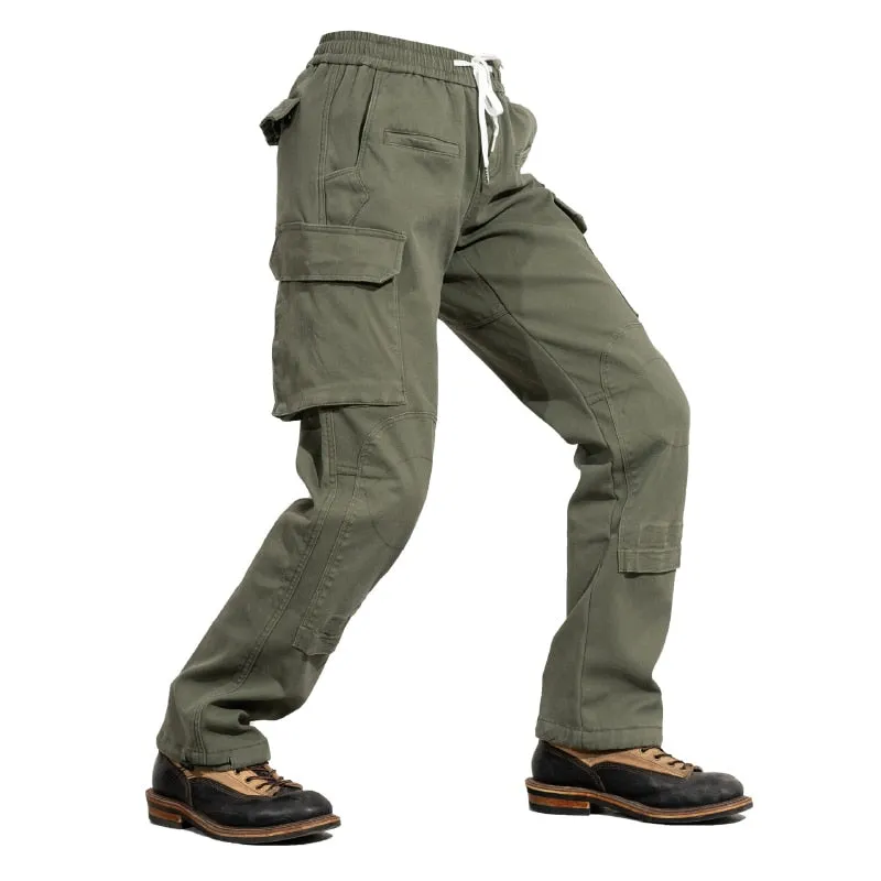 Outdoor Straight Overalls Solid Color Simple Knee Stitching Plus Velvet Sweatpants