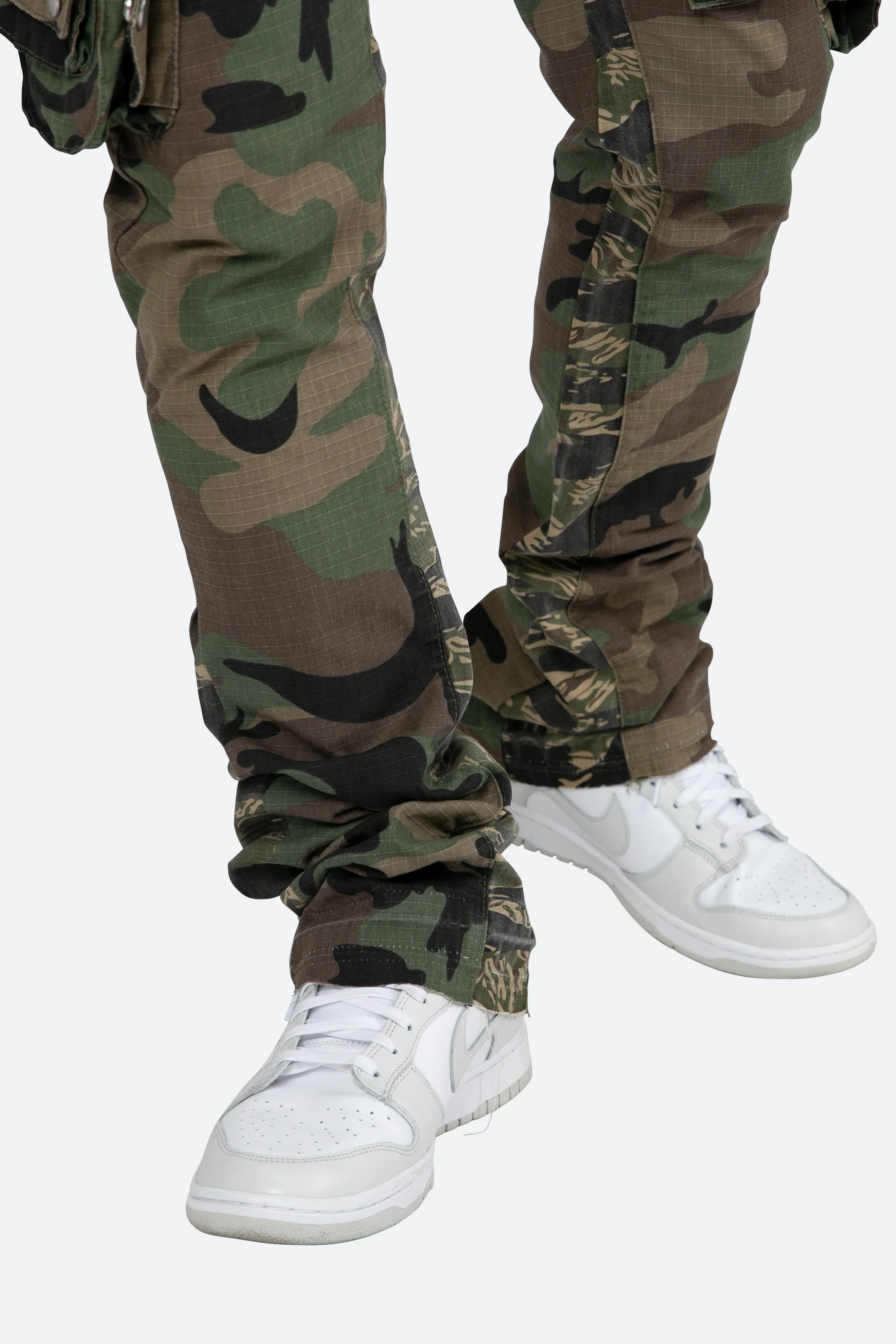 Patch Pocket Flare Cargo Pants - Camo