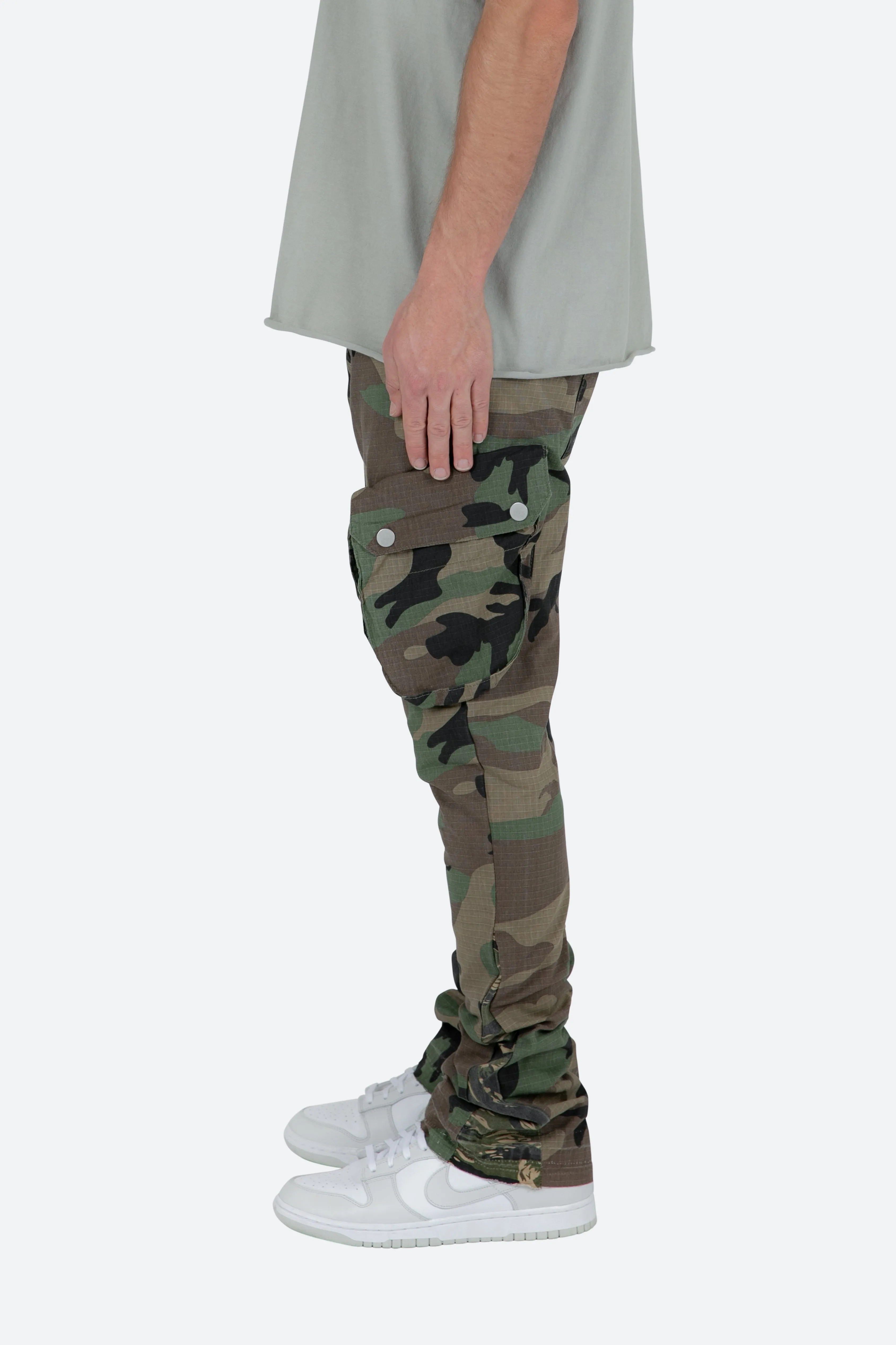 Patch Pocket Flare Cargo Pants - Camo