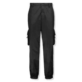 Prada Re Nylon Cuffed Black Cargo Pants