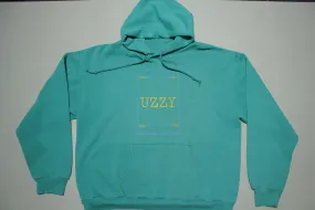 "UZZY" Fuzzy Felt Custom Hand Printed Logo On Authentic Vintage Hoodie Sweatshirt