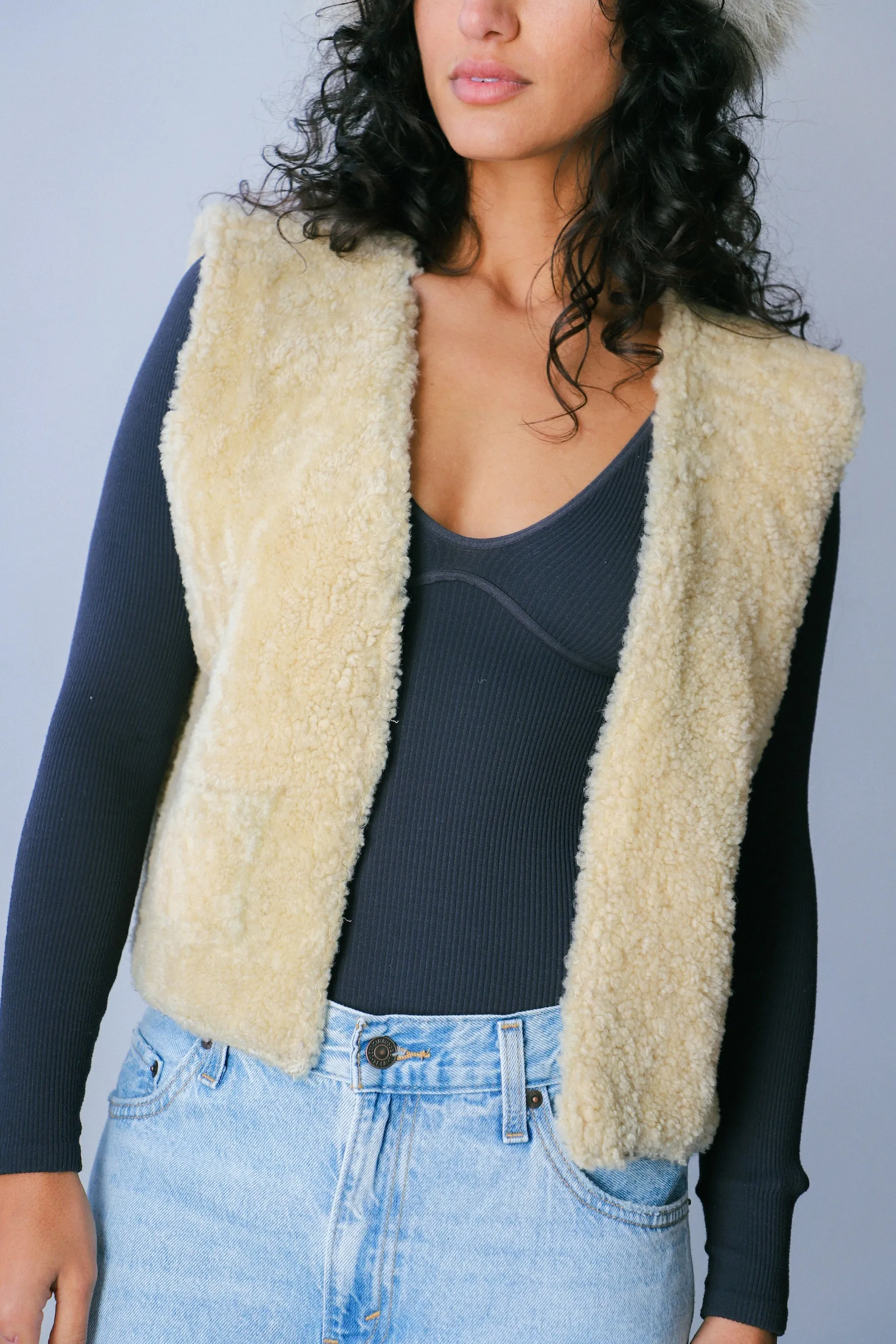 Shearling Cropped Vest