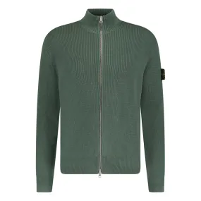 STONE ISLAND ZIP UP KNIT CARDIGAN KHAKI GREEN