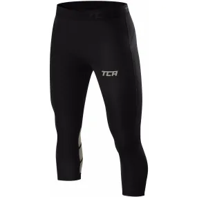 TCA FX Laser Compression Mens 3/4 Capri Running Tights - Black