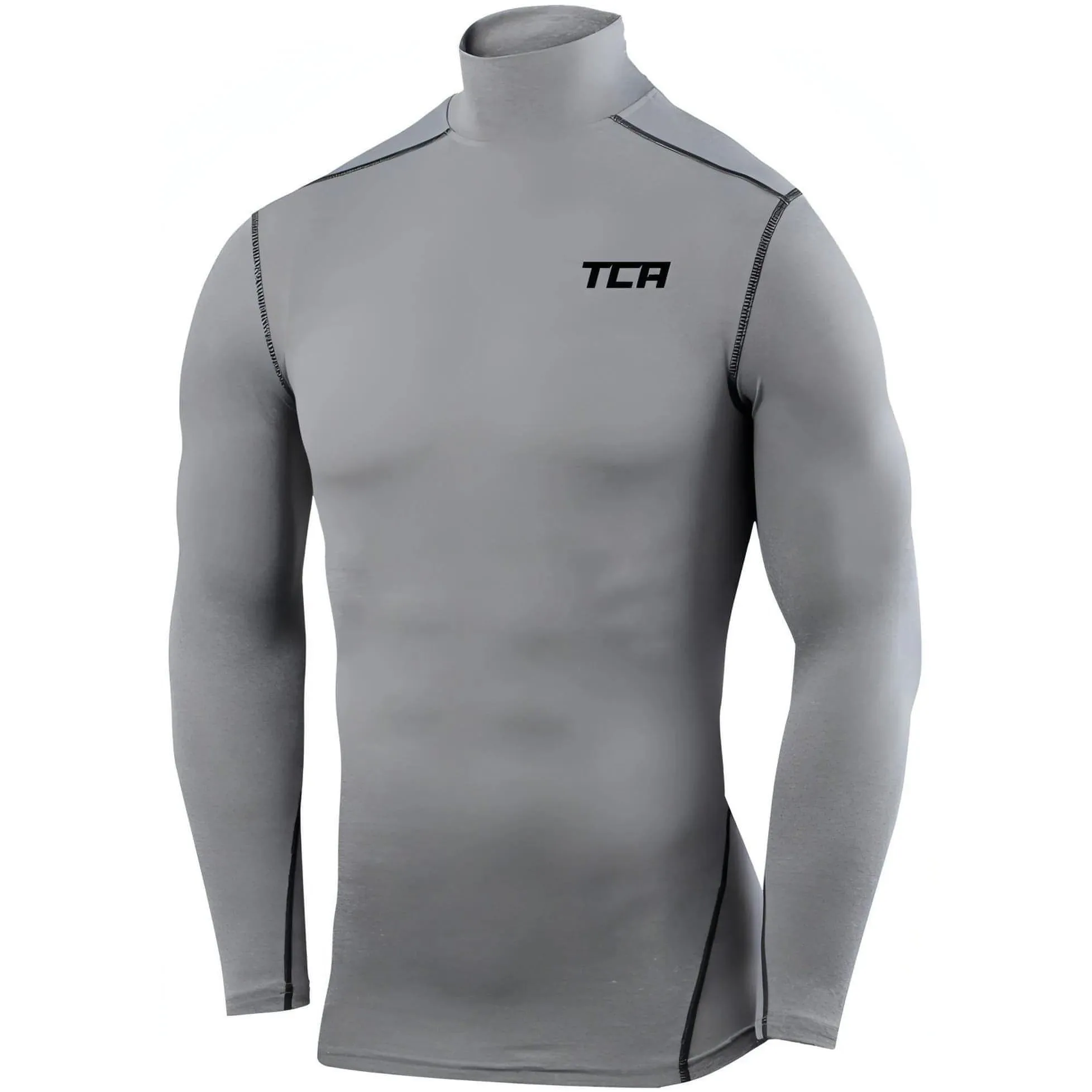 TCA Pro Performance Long Sleeve Mock Mens Compression Top - Grey