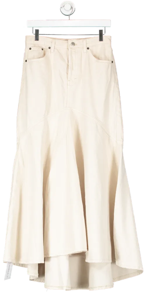 Topshop Beige High Waist Denim Fishtail Skirt UK 10