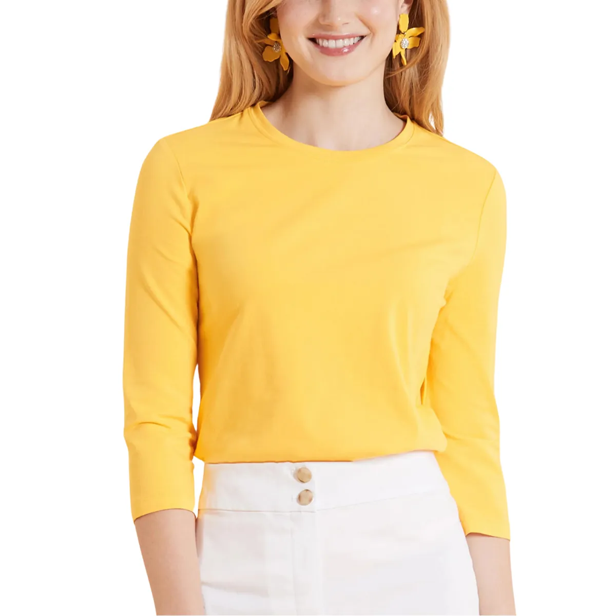 Tyler Boe 3/4 Sleeve Crew - Sunshine Yellow