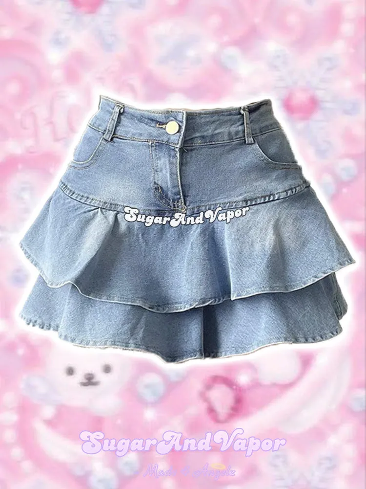 Tyra Flared Denim Mini Skirt