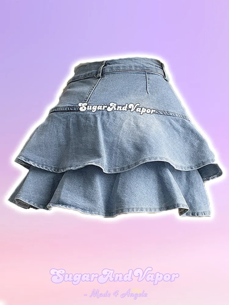 Tyra Flared Denim Mini Skirt