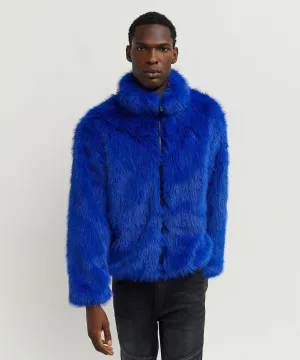 Uptown Faux Fur Jacket - Blue