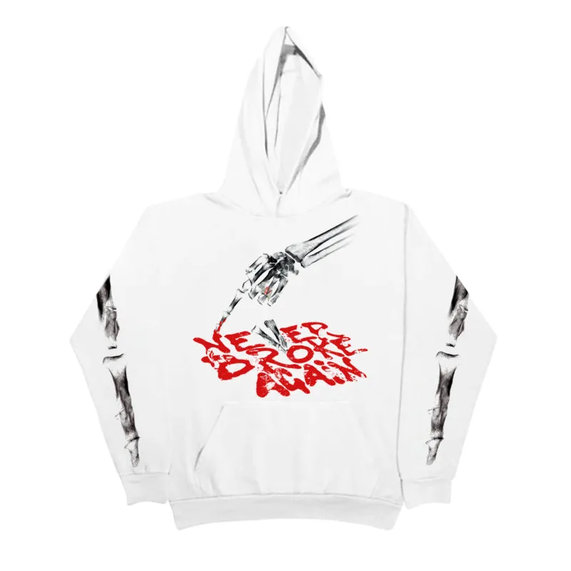 Vlone x Never Broke Again Bones Hoodie White