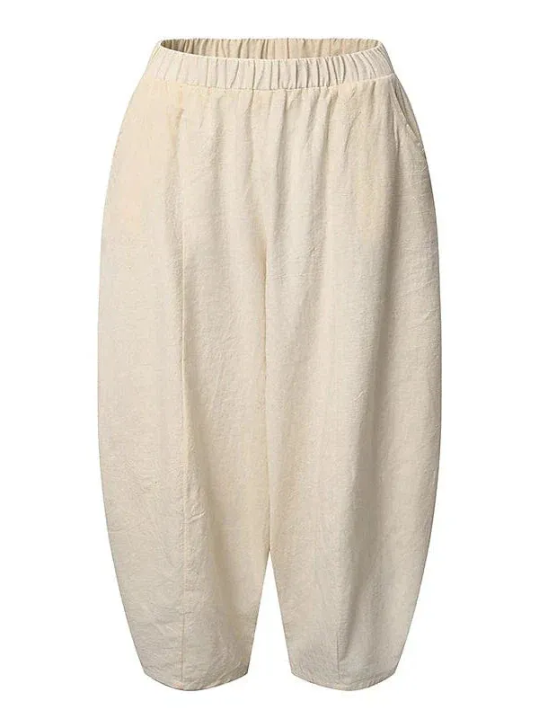 Women's Cotton Wide Leg Gauchos Pants with Pockets