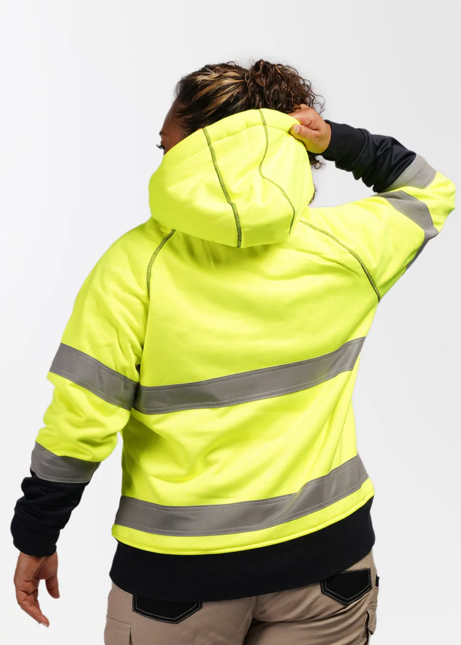 Women's hi vis taped fleece zip front hoodie