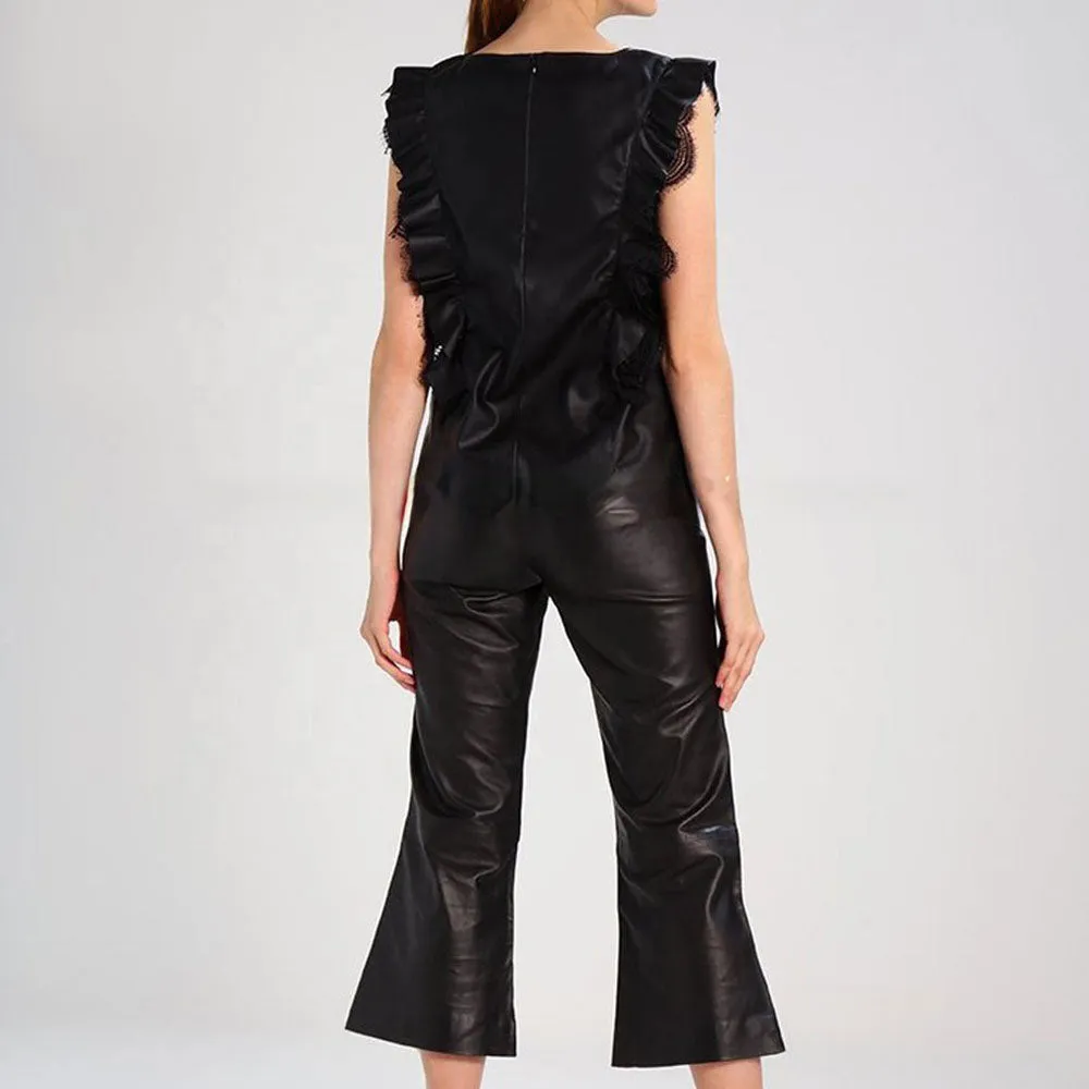 Women's Leather Flare Pants - Susy