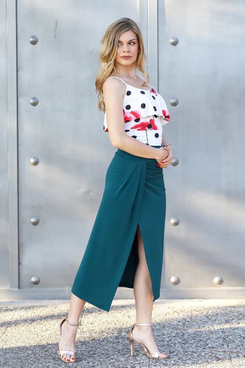 Wrap Tango Midi Skirt With High Slit