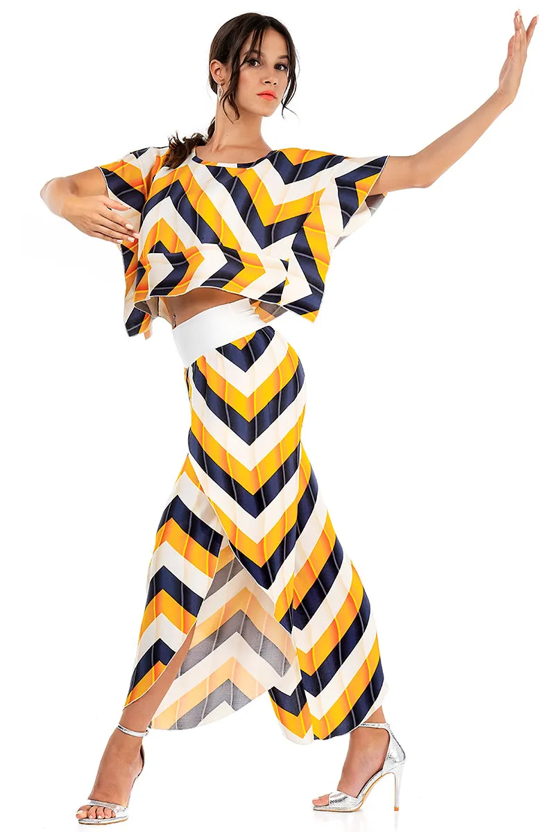 Zig-Zag Striped Boxy Co-ord Crop Top