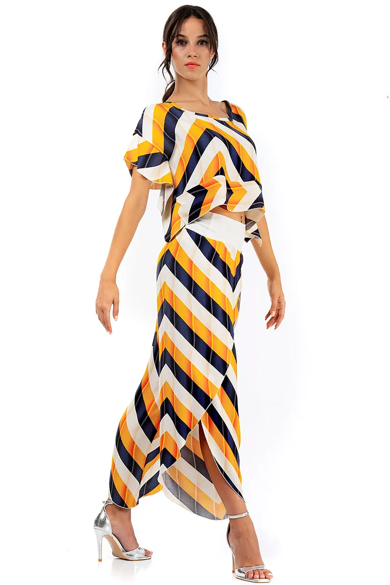 Zig-Zag Striped Boxy Co-ord Crop Top