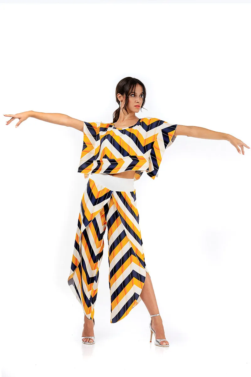 Zig-Zag Striped Boxy Co-ord Crop Top