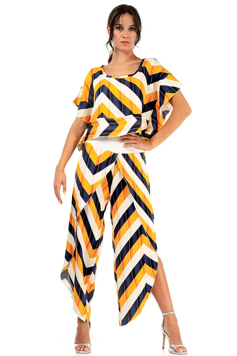 Zig-Zag Striped Boxy Co-ord Crop Top