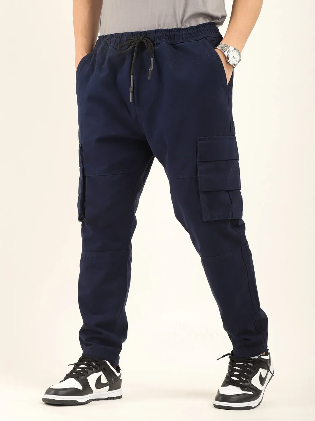 Zuko Full Length Navy Plus Size Cargo