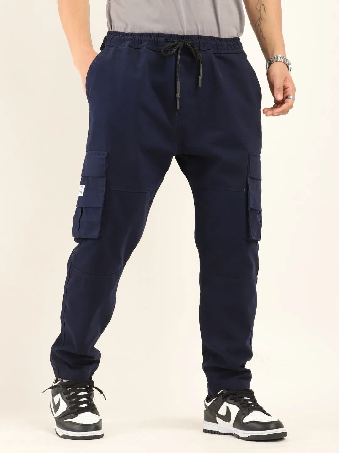 Zuko Full Length Navy Plus Size Cargo